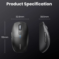 Mouse Bluetooth inalámbrico 5.0 USB 2.4GHz - Negro