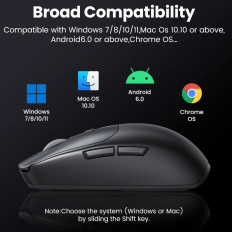 Trådløs Bluetooth Mouse 5.0 USB 2.4GHz - Sort