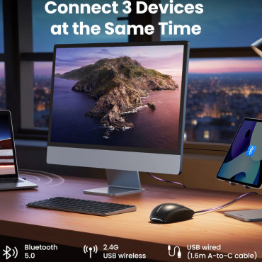 Bezdrôtová Bluetooth Mouse 5,0 USB 2.4GHz - čierna