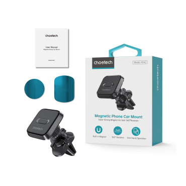 Suporte de carro para telefone magnético para verificador de ventilação - preto