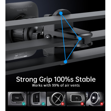 Car holder for magnetic phone for ventilation checker - black