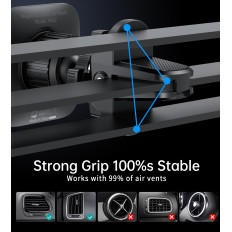 Support de voiture pour téléphone magnétique pour le vérificateur de ventilation - Noir
