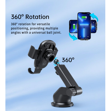 Gravitational Car Handle 15W Induktiokuormaaja ohjaamossa - musta