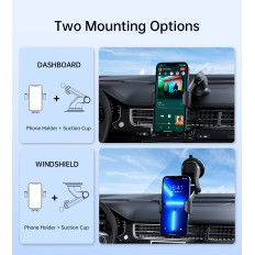 Gravitational Car-handtag med 15W induktionslastare på cockpit - svart