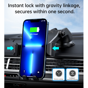 Poignée de voiture gravitationnelle avec chargeur d'induction de 15W sur cockpit - Noir