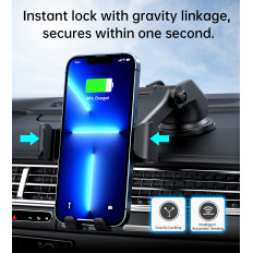 Gravitational Car Hande met 15W Induction Loader op Cockpit - Zwart