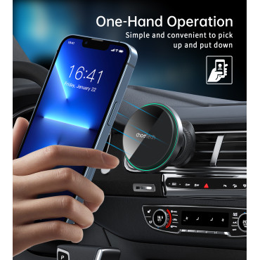 Titolare dell'automobile con caricamento wireless da 15W su un controllore di ventilazione - nero