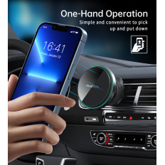 Bilholder med 15W trådløs lasting på ventilasjonskontroll - svart