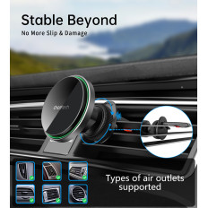 Car holder with 15W wireless loading on a ventilation checker - black