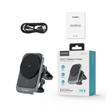 Autohalter mit einem 15W-Induktionslader auf einem karierten Flugzeug - schwarz