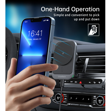 Κάτοχος αυτοκινήτου με φορτότυπο επαγωγής 15W σε ένα καρόβιλο αεροσκάφος - μαύρο