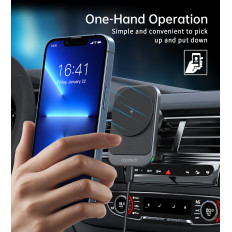 Bilholder med en 15W induktionslæsser på et rutet fly - sort