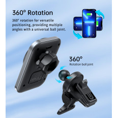 Car holder with a 15W induction loader on a checkered aircraft - black