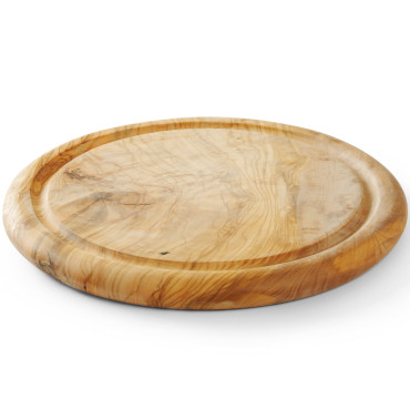 Conselho para servir lanches de queijo de queijo de madeira de oliva redonda qua. 260 mm