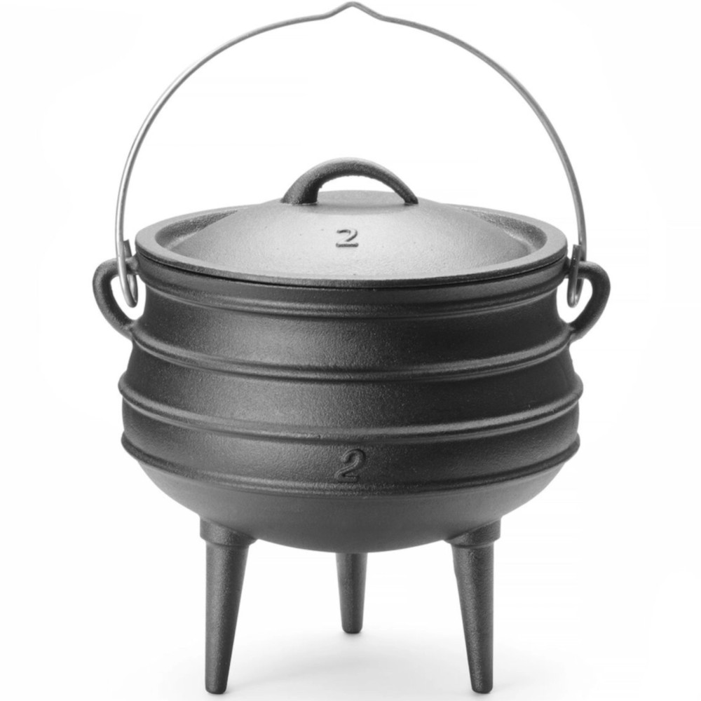 Gietijzeren keteljachtpot over een vreugdevuur voor goules wo. 245 x 280 mm 6 L