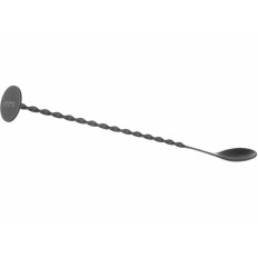Cucchiaio da barmain per bevande lungo cocktail con mudleer 280 x 35 mm - Nero