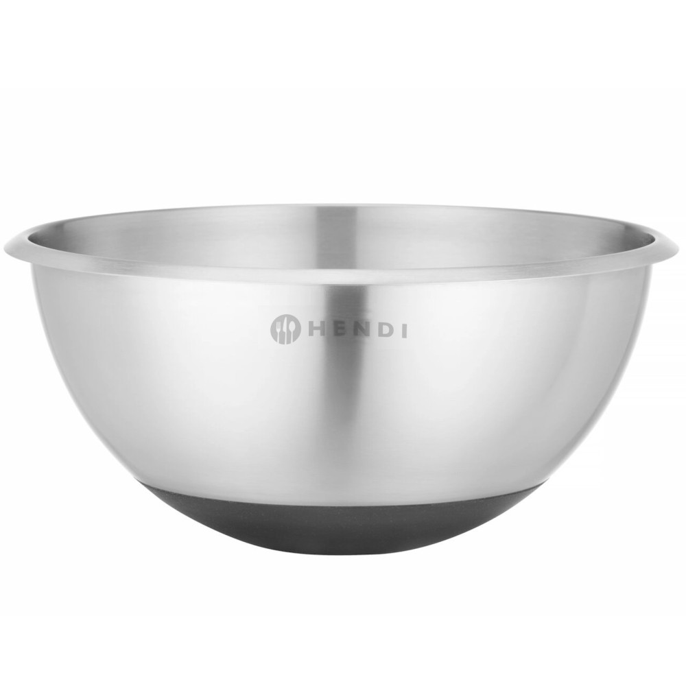 Plieno virtuvės dubuo su silikono pagrindu ir matuojant 6 litrus. 330 x 155 mm