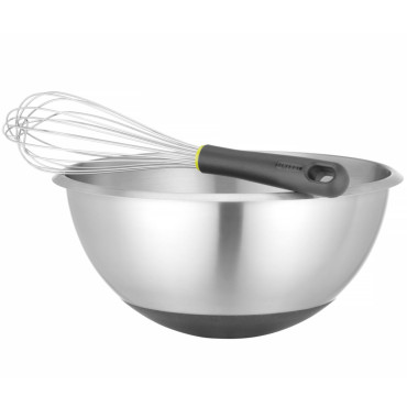 Oceľová kuchyňa misa so silikónovým základom a meraním lopatky 6 litrov. 330 x 155 mm