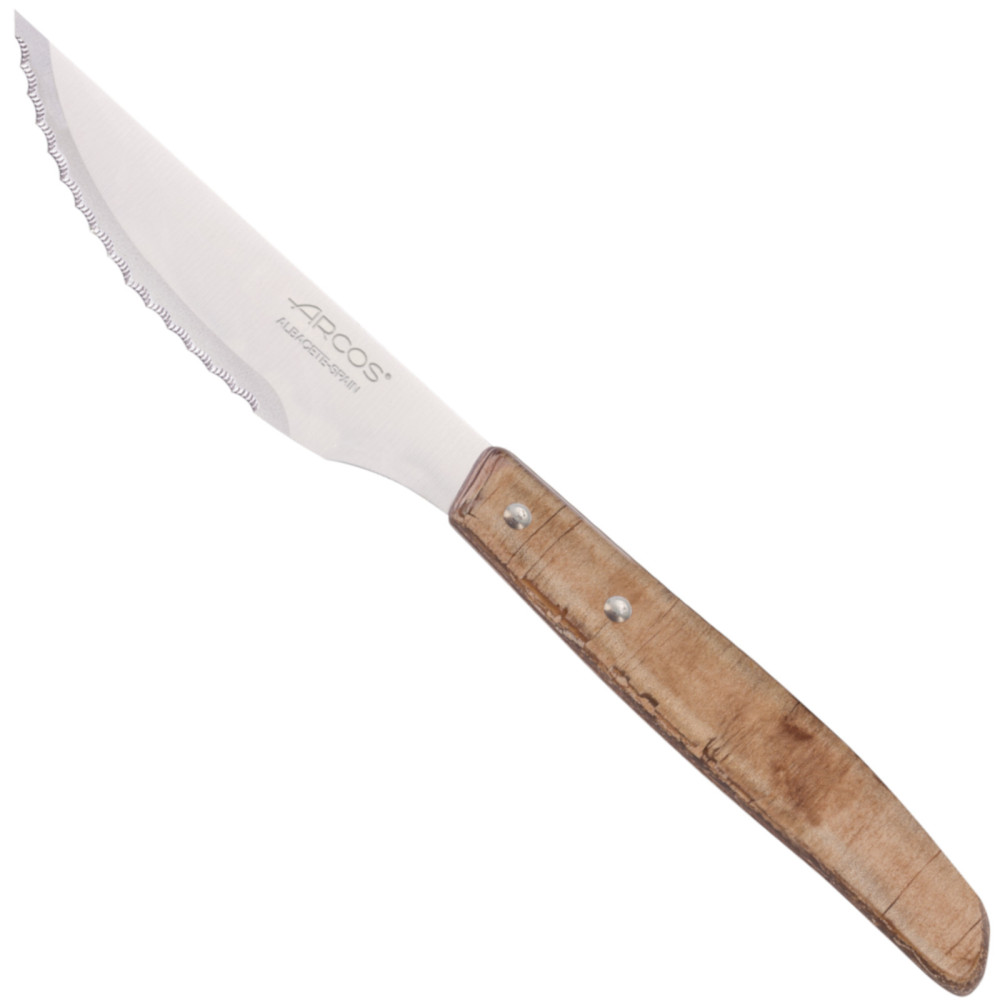 Cuchillo para carnes asadas. Bosque de madera brillante. Longitud 110/220 mm