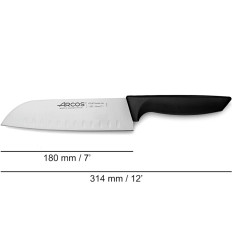 Couteau Santoku avec moulin à billes inférieur à 180/314 mm