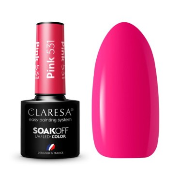 Vernis hybride CLARESA PINK 531 Rose néon - 5g — ensemble présenté