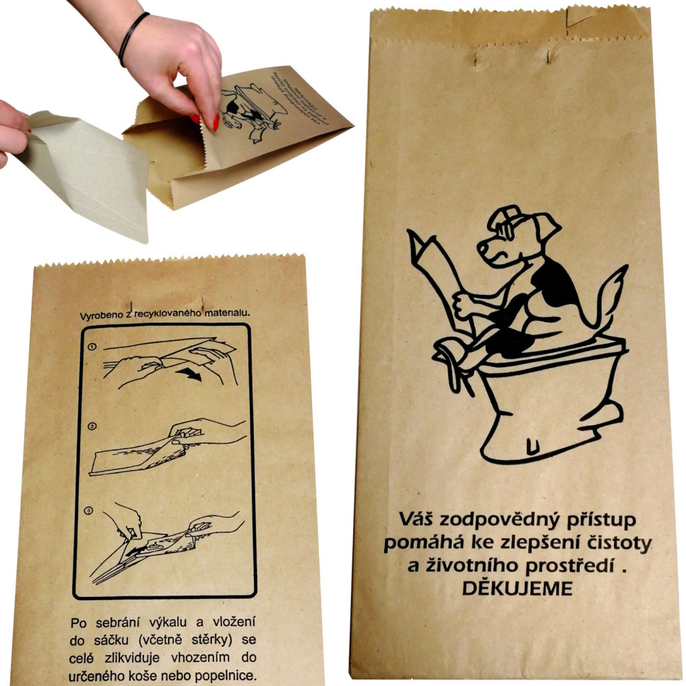 Sacs en papier avec une pelle en carton pour les excréments de chien FEDOG CZ 25 pièces.