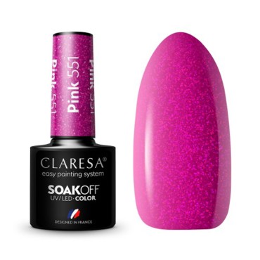 Verniz Híbrido para Unhas CLARESA Rosa 551 - 5g — conjunto mostrado