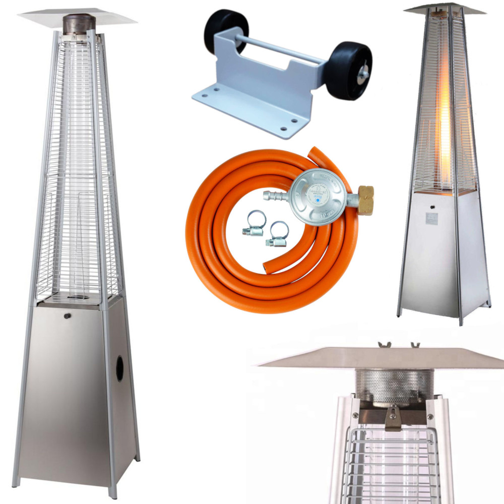 Chauffage de terrasse lampadaire radiateur gazon jardin PIRAMIDA EN ACIER INOXYDABLE au gaz GPL