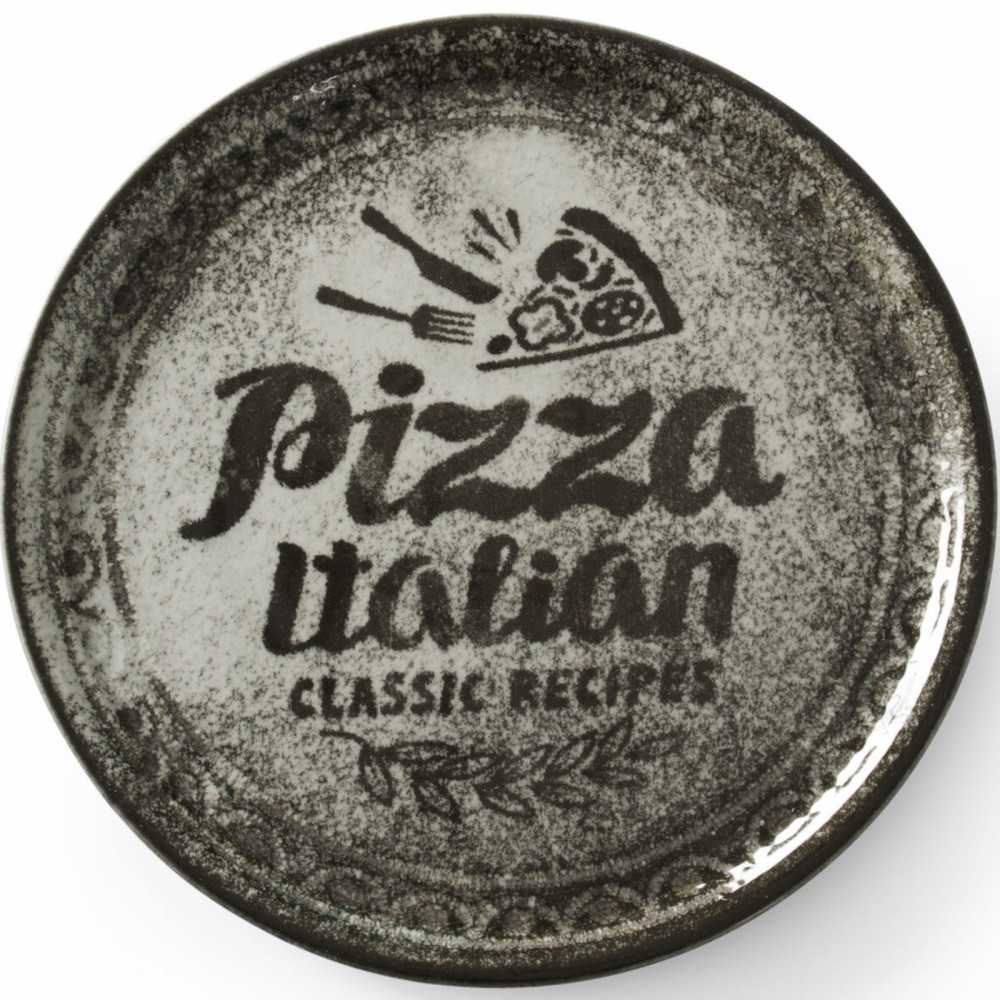 Pizza tányér porcelán receptgyűjteménygel fekete Wed. 33 cm - 6 tétel készlet.