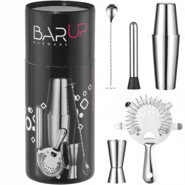 Barman definido no tubo shaker Jigger Sitko Muddler Colher - Prata