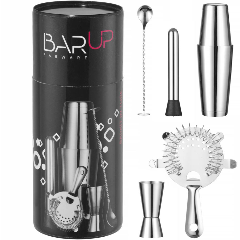 Bartender rinkinys vamzdyje kratytuvo jigger Sitko Muddler Spoon - Silver