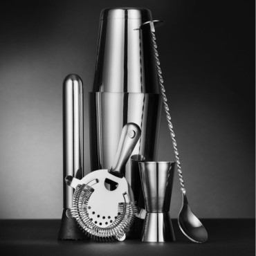 Bartender rinkinys vamzdyje kratytuvo jigger Sitko Muddler Spoon - Silver