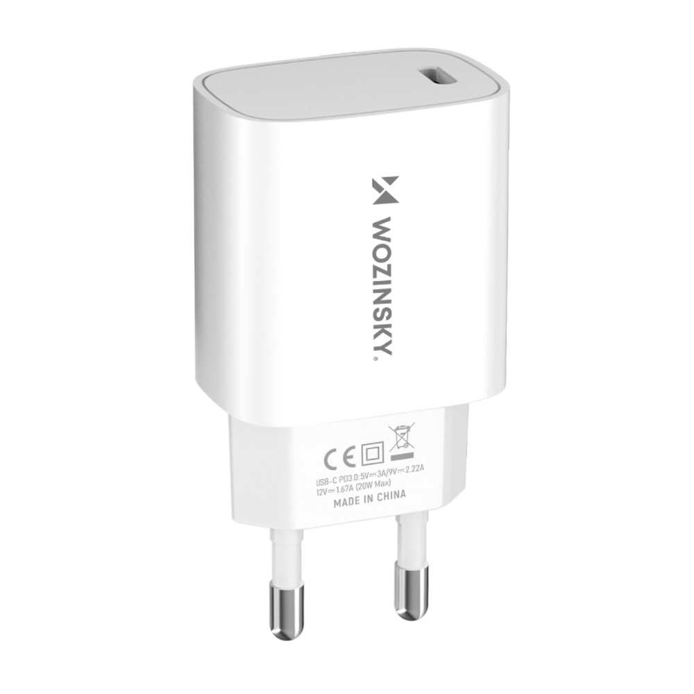 Cargador blanco de 20W USB-C 100-240V