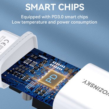 Cargador blanco de 20W USB-C 100-240V