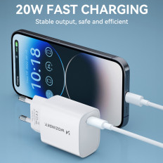 20W USB-C 100-240V White lādētājs