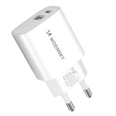 20W USB-A USB-C 100-240V Vit laddare