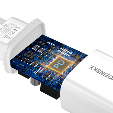 20W USB-en USB-C 100-240V hvit lader