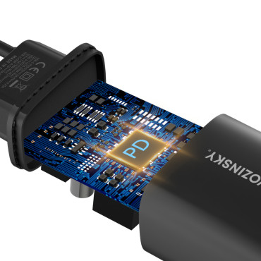 USB-A USB-C 100W USB-CH-tirgus lādētājs 100-240V melns
