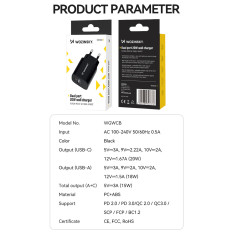 USB-A USB-C 100W USB-CH-tirgus lādētājs 100-240V melns