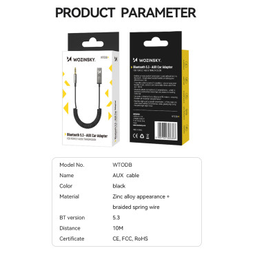 Ljudadapter med Bluetooth 5.3 Mottagare och AUX MINIJACK 3,5 mm och USB-kontakter