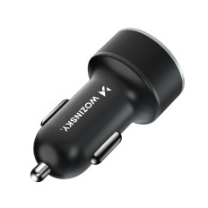 Avtomobilski polnilnik za USB-C USB-A 36W Črni vžigalnik