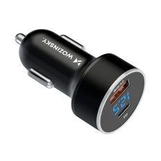 Avtomobilski polnilnik za USB-C USB-A 36W Črni vžigalnik