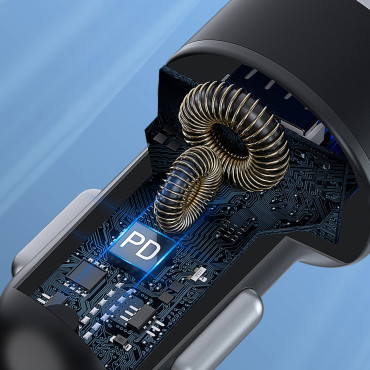 Auto lādētājs USB-C USB-A 36W Melnajam vieglākam