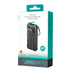 Powerbank blindado 10000mAh ao ar livre com USB-C Microousb Relâmpago e cabos de lanterna - preto