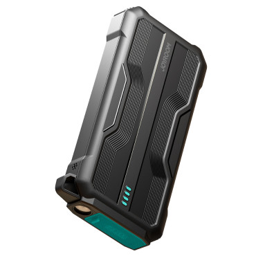 Powerbank blindado 10000mAh ao ar livre com USB-C Microousb Relâmpago e cabos de lanterna - preto