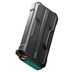 Powerbank blindado 10000mAh ao ar livre com USB-C Microousb Relâmpago e cabos de lanterna - preto
