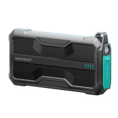 Powerbank blindado 10000mAh ao ar livre com USB-C Microousb Relâmpago e cabos de lanterna - preto