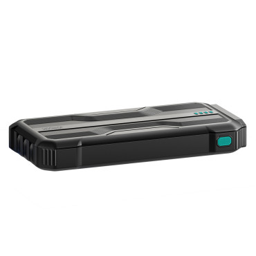 Powerbank blindado 10000mAh ao ar livre com USB-C Microousb Relâmpago e cabos de lanterna - preto
