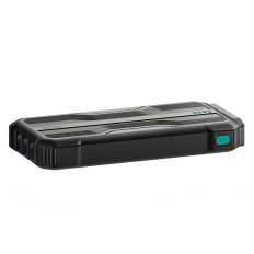 Powerbank blindado 10000mAh ao ar livre com USB-C Microousb Relâmpago e cabos de lanterna - preto