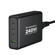 GAN 240W USB-A 3x carregador de rede USB-C